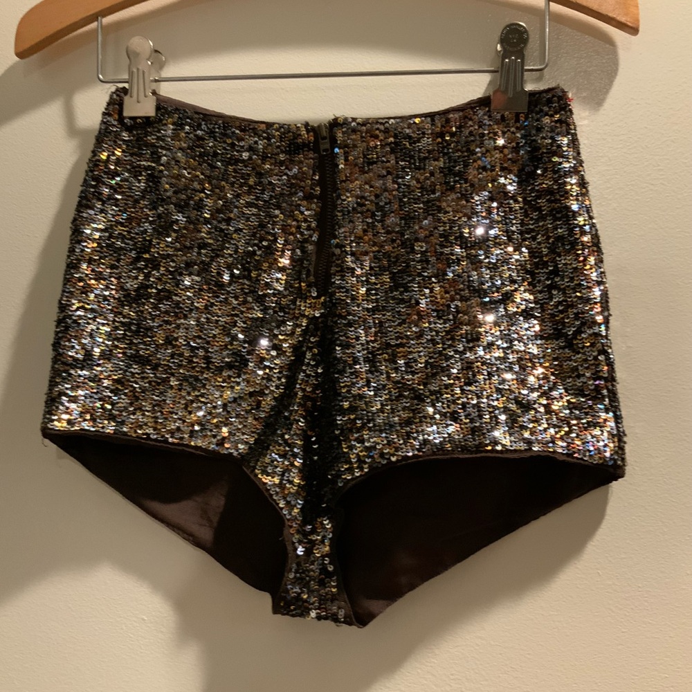 Sequin Women's Shorts - Black and Silver asos